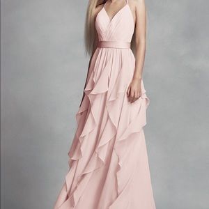 Blush chiffon bridesmaid dress